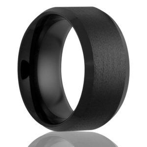 Black Ceramic Beveled Edge Comfort Fit Band