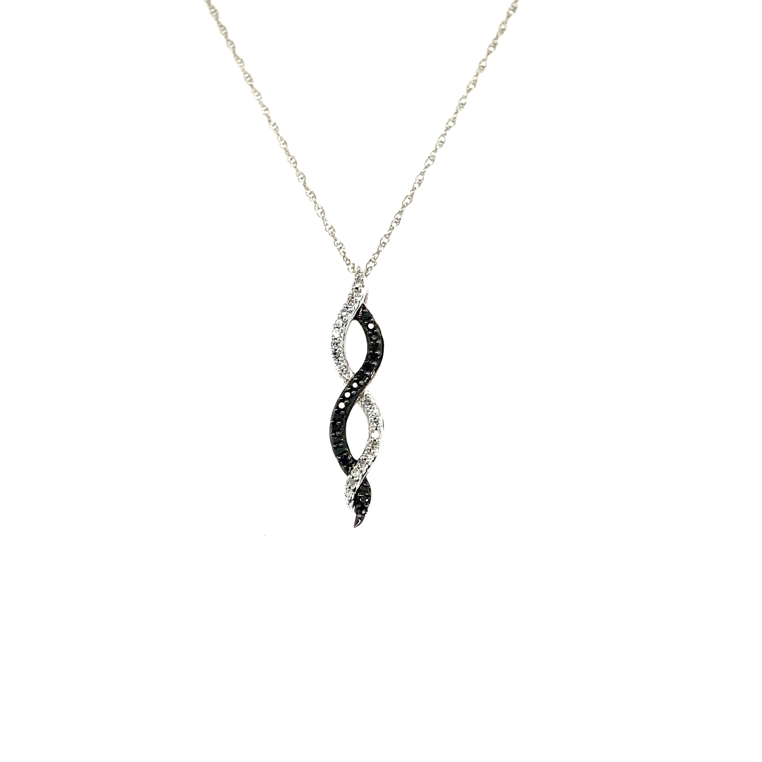 Diamond Twist Pendant Necklace in 10k White Gold
