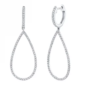 White Gold Open Tear Drop Dangle Earrings by Shy Creation