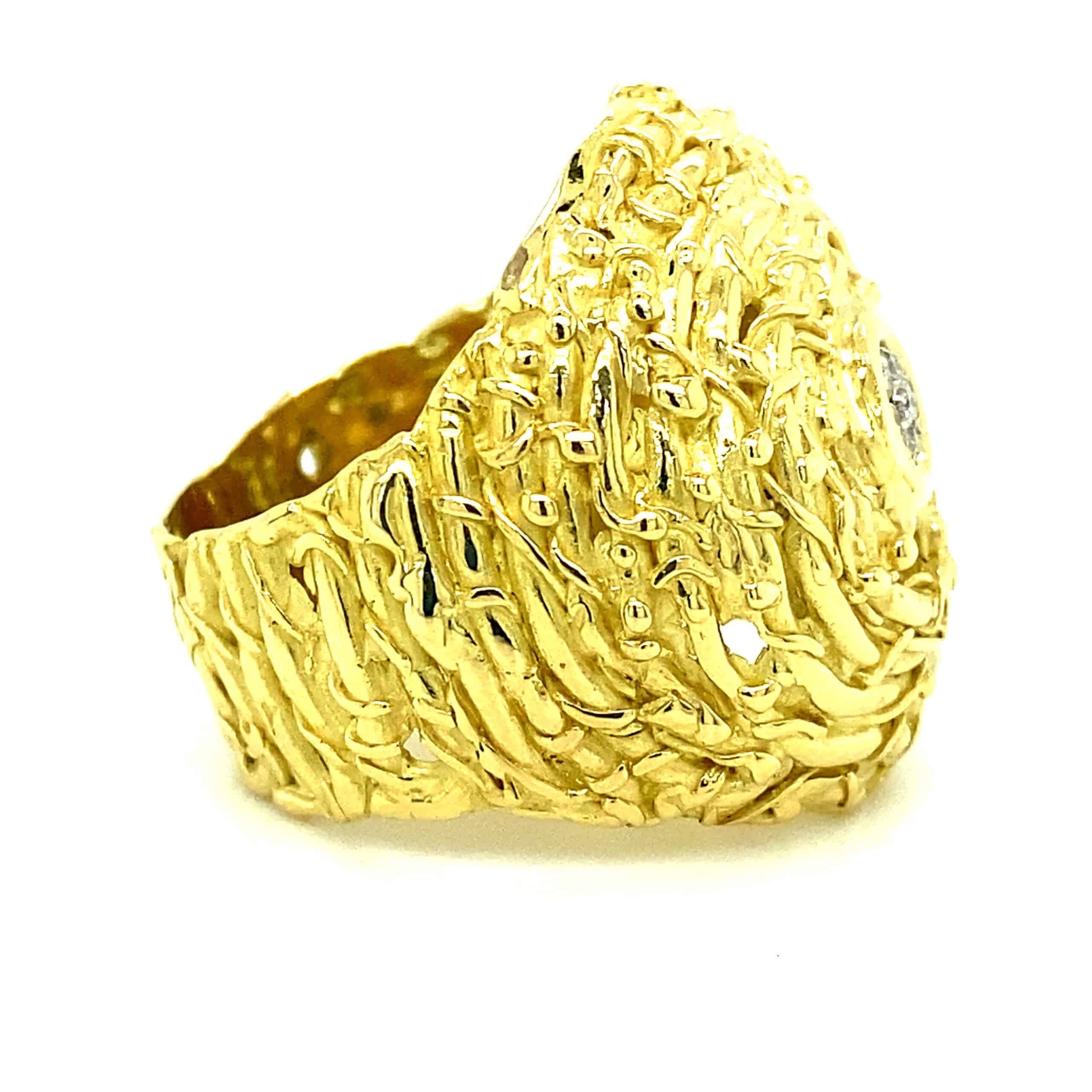Estate Diamond Bird's Nest Style Domed Ring in 18k Yellow and White Gold