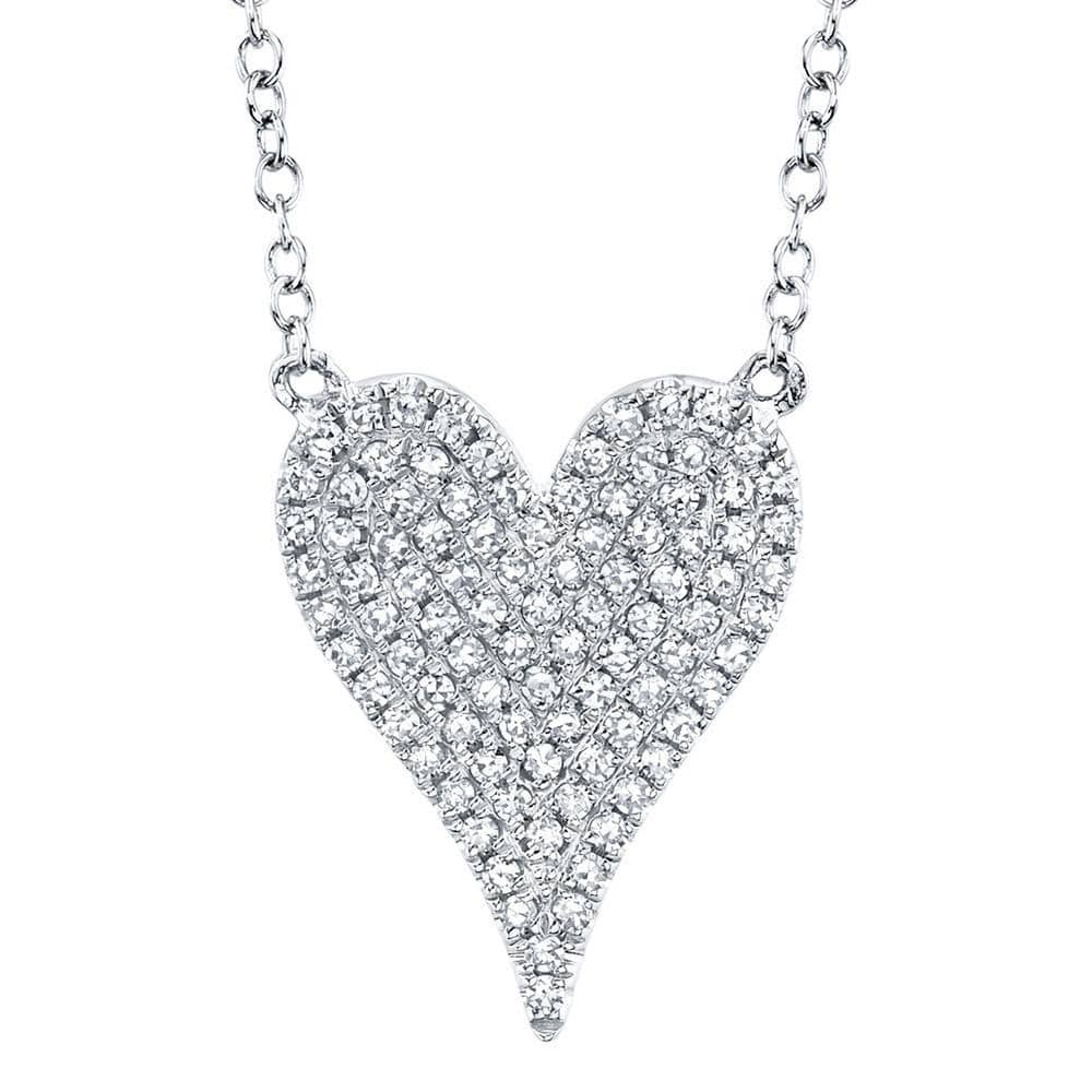 Diamond Heart Kate Necklace in 14k White Gold by Shy Creation
