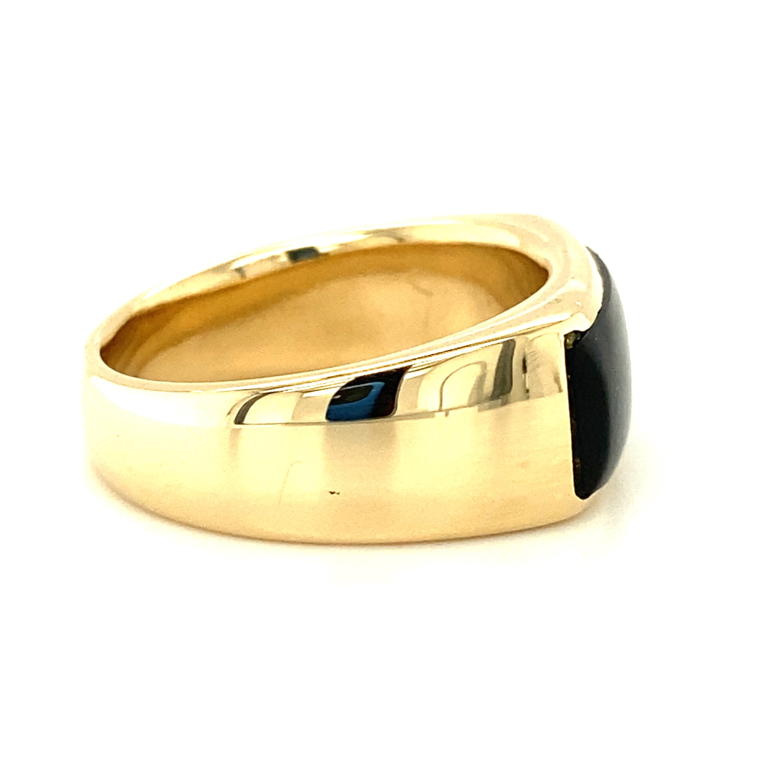 Estate Onyx Inlay Ring in 14k Yellow Gold