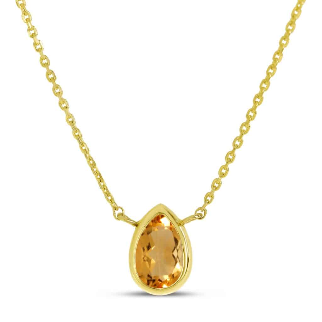 Citrine Birthstone Necklace in Yellow Gold