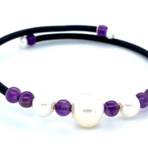 Freshwater Pearl and Amethyst Wrap Bracelet