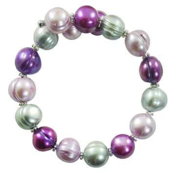 Plum, Lavender, and Gray Freshwater Pearl Wrap Bracelet