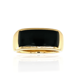 Estate Onyx Inlay Ring in 14k Yellow Gold