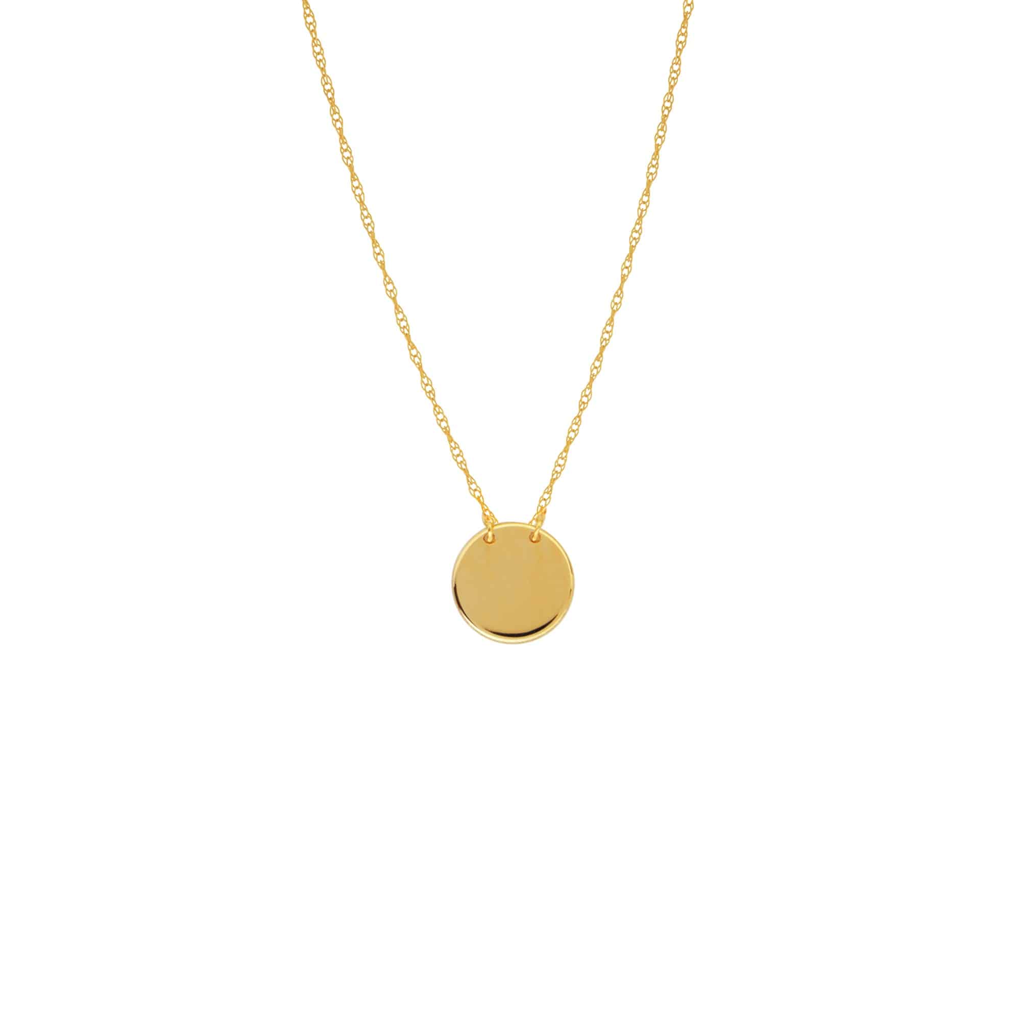 So-You Pendant Necklace in 14k Yellow Gold- mini round disc