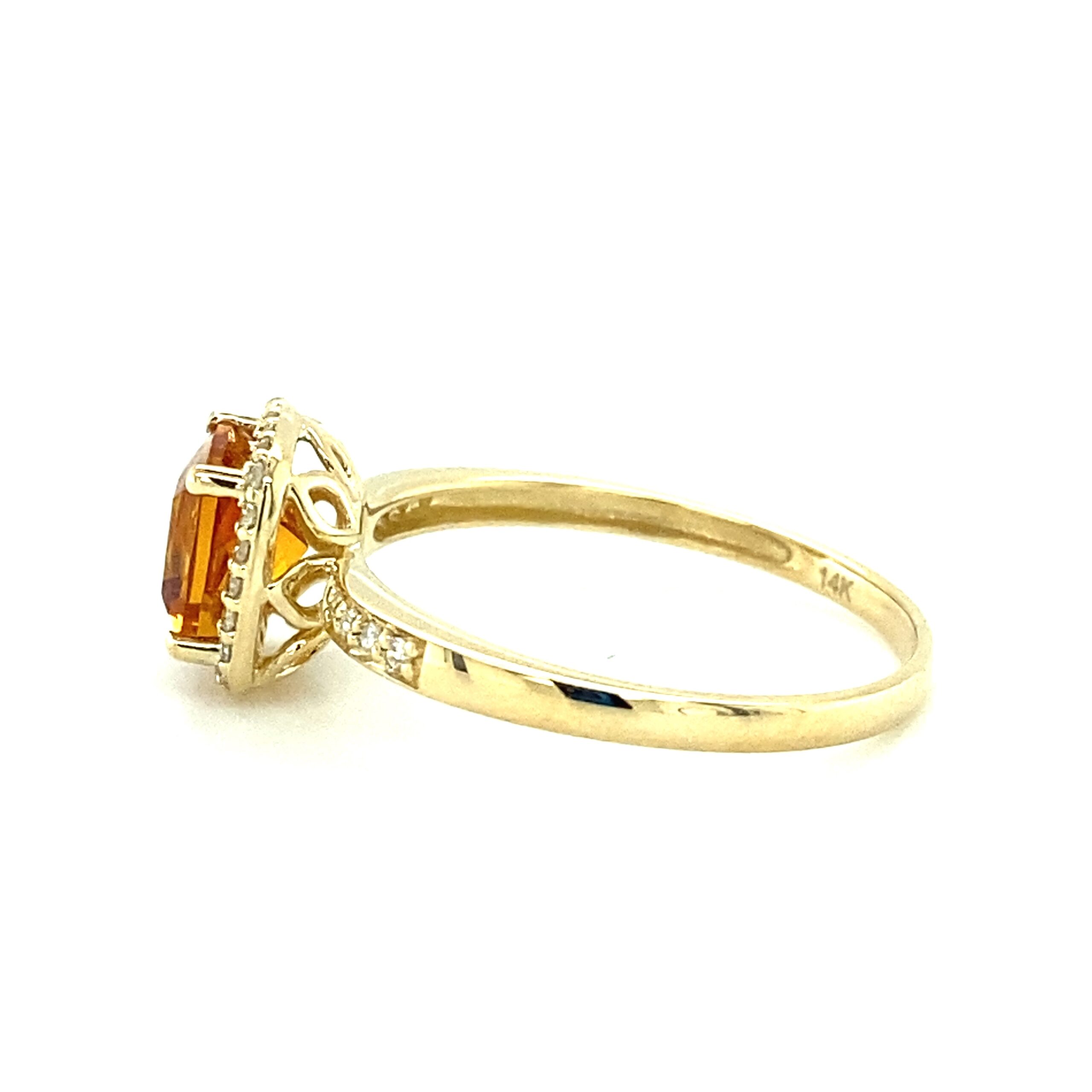 Cushion Birthstone and Diamond Ring in 14k Yellow Gold by Lali - Citrine