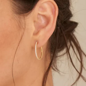 Glam Round Hoop Earrings in 14k Yellow Gold Plating by Ania Haie