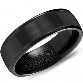 Black Cobalt Step Edge Comfort Fit Band by Crown Ring