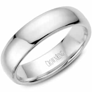 Polished Dome Band in 14k White Gold by Crown Ring - 6mm