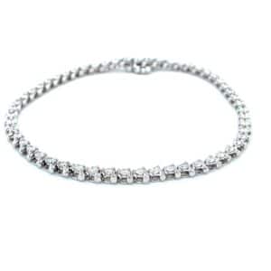 Three-Prong Diamond Line Bracelet in 14k White Gold