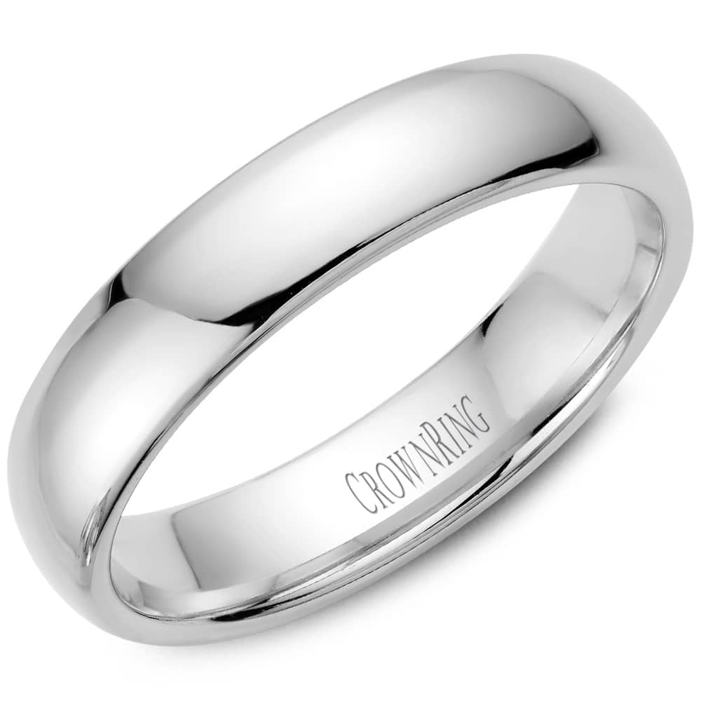 Polished Dome Band in 14k White Gold by Crown Ring - 5mm