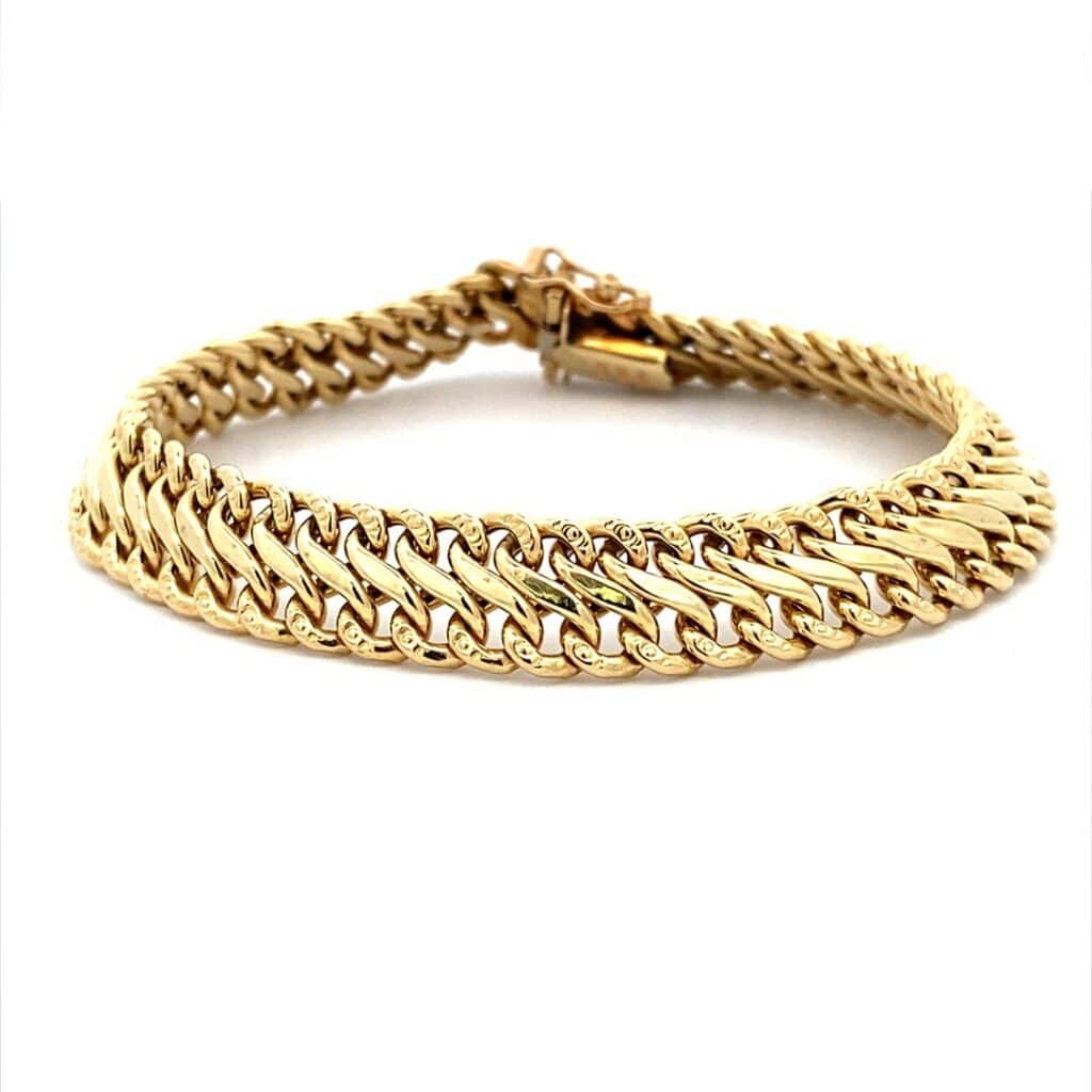 Estate Double Curb Link Bracelet in 14k Yellow Gold