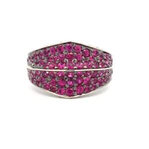 Estate Steven Webster Ruby and Diamond Band in 18k White Gold