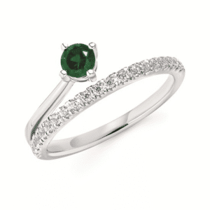 Emerald and Diamond Ring in 14k White Gold