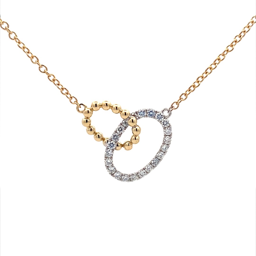 Interlocking Ovals Diamond Necklace in 14 karat two-tone gold