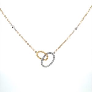 Interlocking Ovals Diamond Necklace in 14 karat two-tone gold