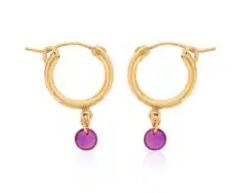 Gemstone Drop Hoop Earrings by Dee Berkley - ruby