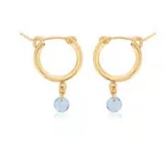 Gemstone Drop Hoop Earrings by Dee Berkley - blue topaz