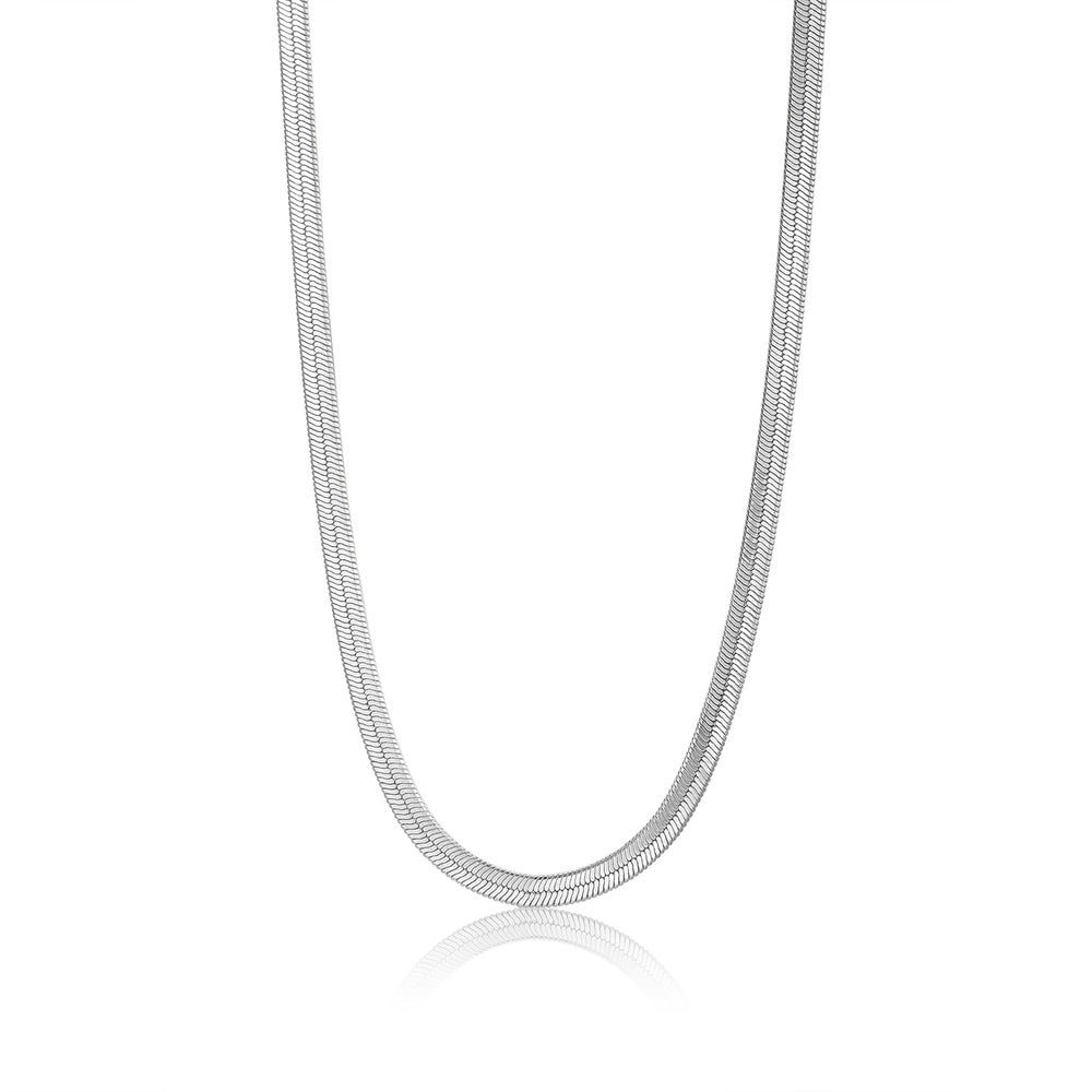 Snake Link Chain Necklace - silver tone