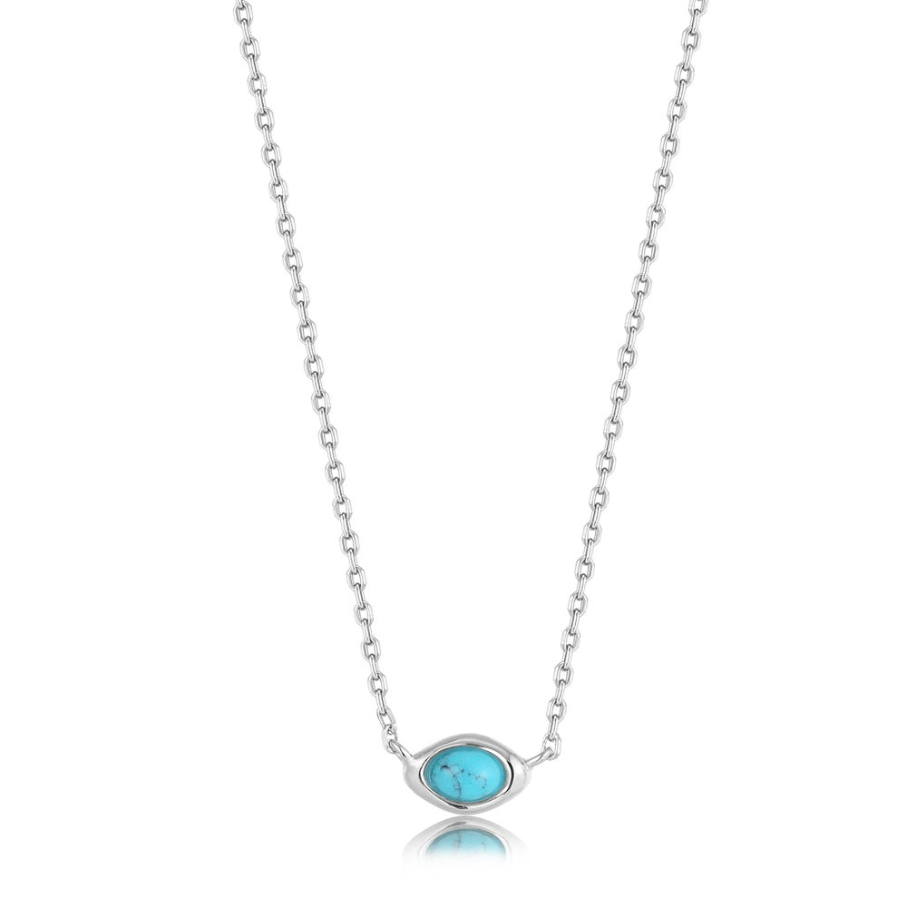 Synthetic Turquoise Wave Necklace by Ania Haie - silver tone