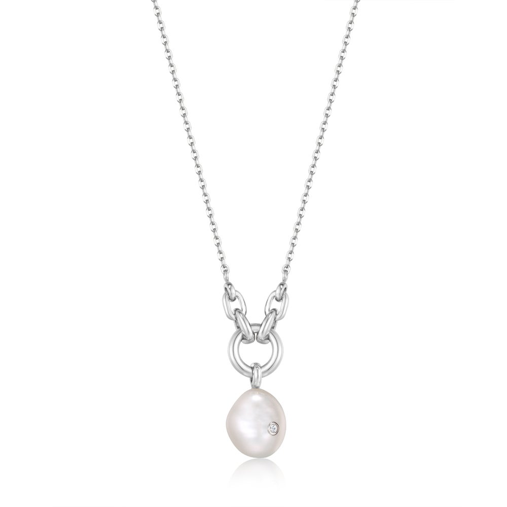 Pearl Sparkle Drop Necklace by Ania Haie - in silver tone