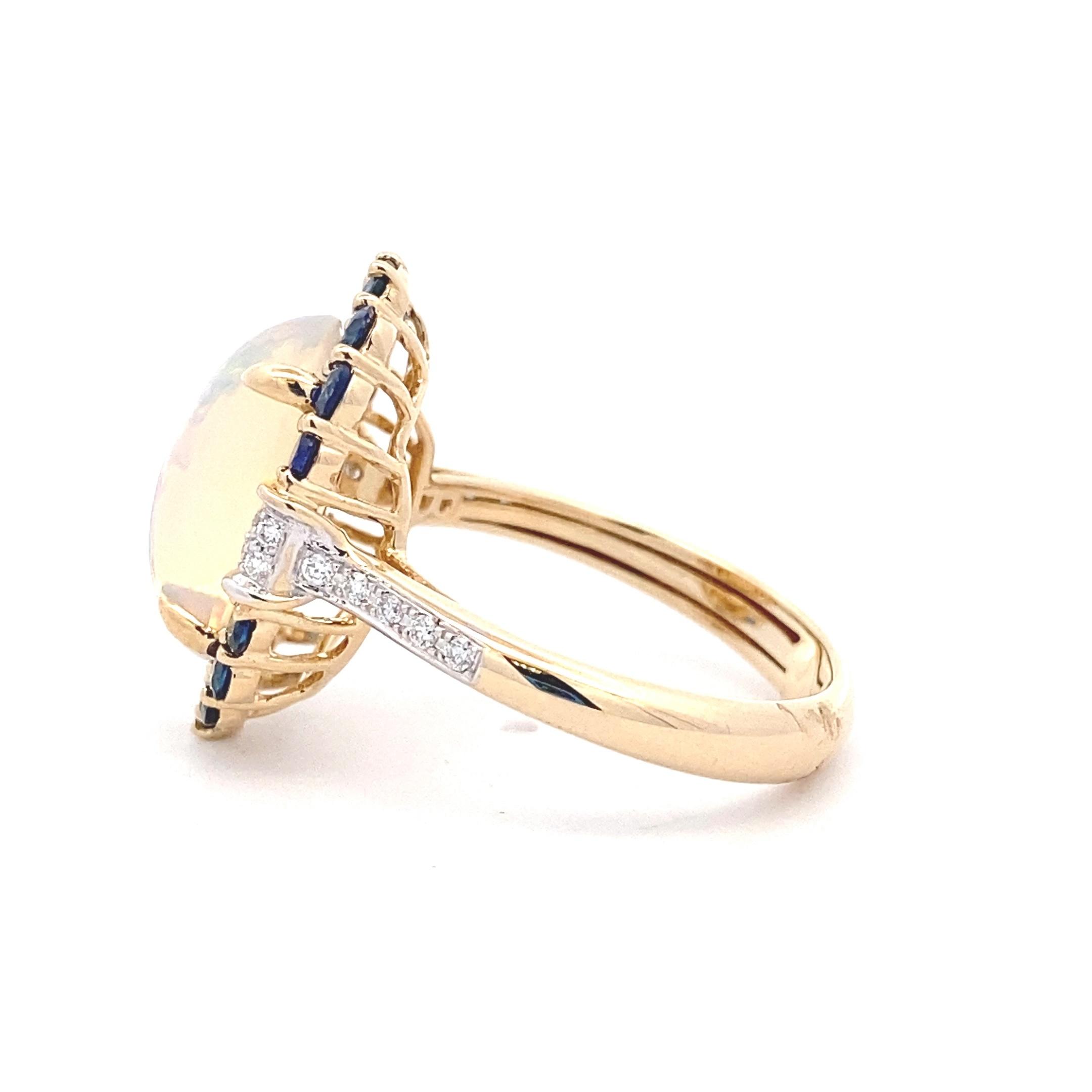 Opal, Sapphire, and Diamond Athena Ring by Bellarri
