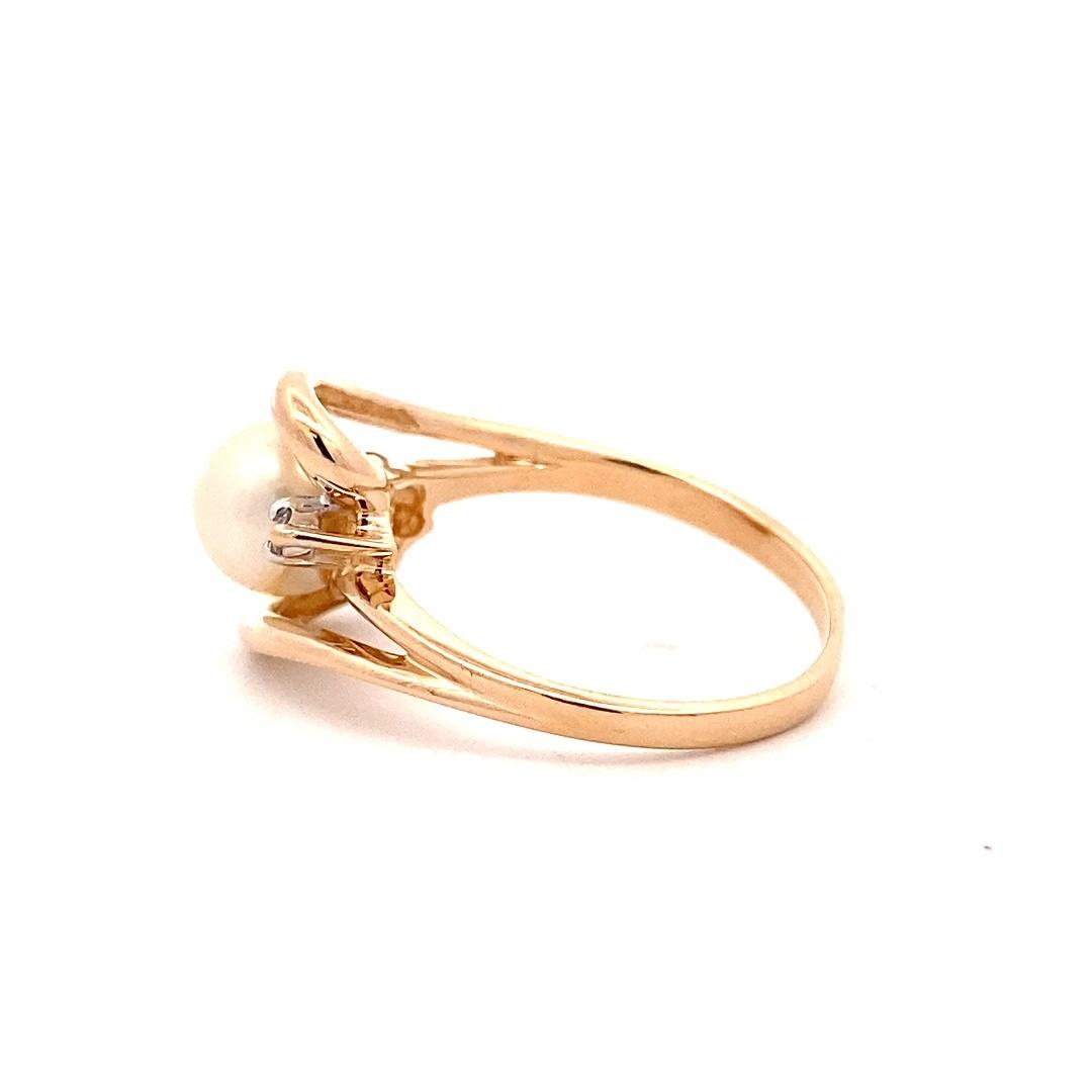 Estate Pearl and Diamond Bypass Ring