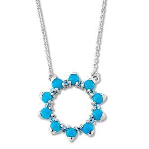 Sleeping Beauty Turquoise and Blue Topaz Lumut Necklace by Samuel B.