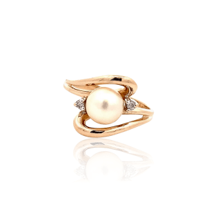 Estate Pearl and Diamond Bypass Ring