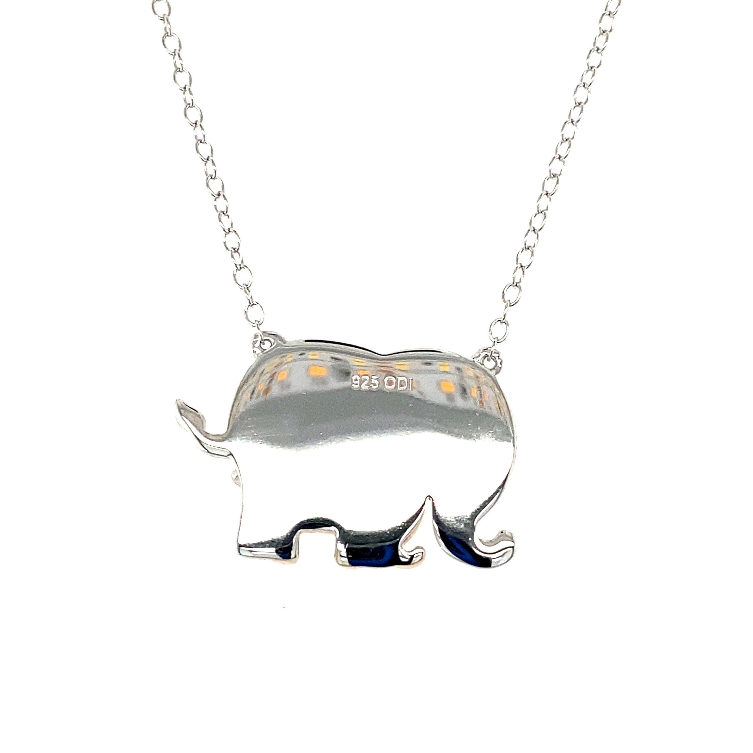 Diamond Elephant Mom and Baby Necklace