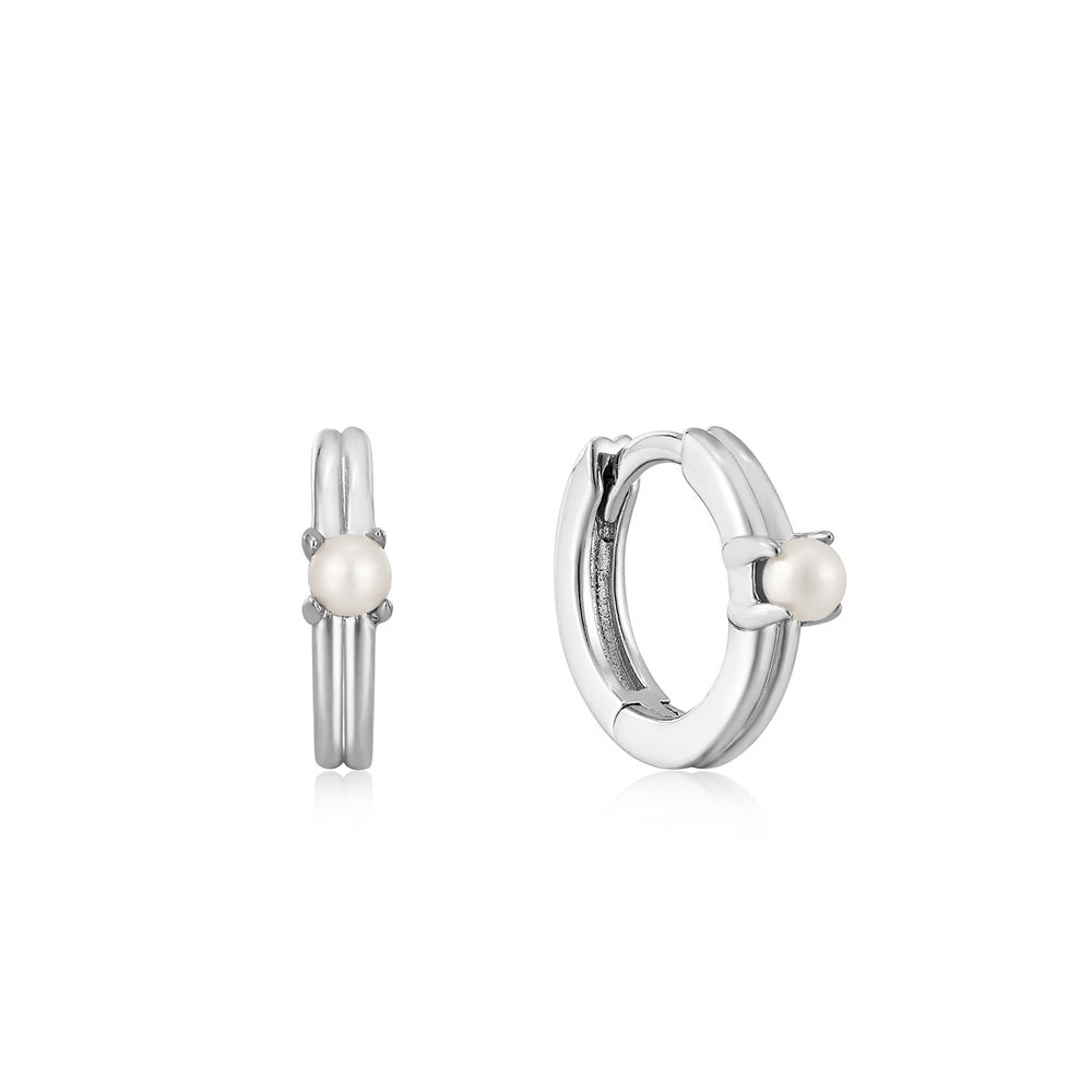 Pearl Huggie Hoop Earrings by Ania Haie