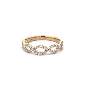14K Yellow Gold 0.25ctw Diamond Twist Wedding Band