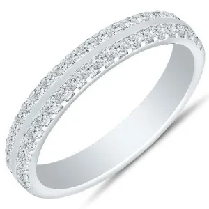 14K White Gold 0.50ctw Diamond Double Row Band