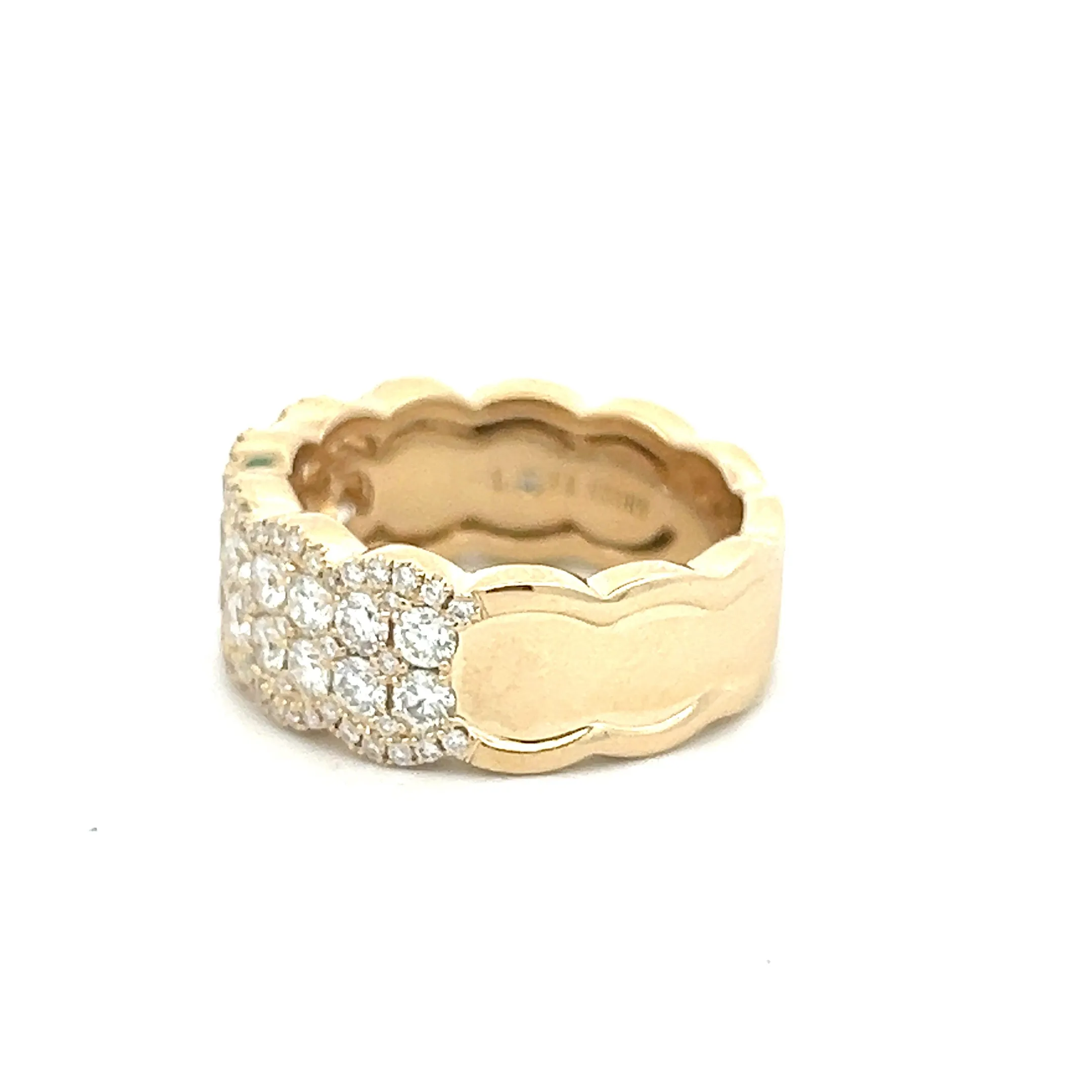 14K Yelllow Gold 1.50ctw Diamond Cluster Love Story Ring