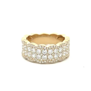 14K Yelllow Gold 1.50ctw Diamond Cluster Love Story Ring