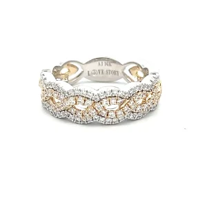 14K Two Tone Gold 0.63ctw Diamond Multi Row Twist Band