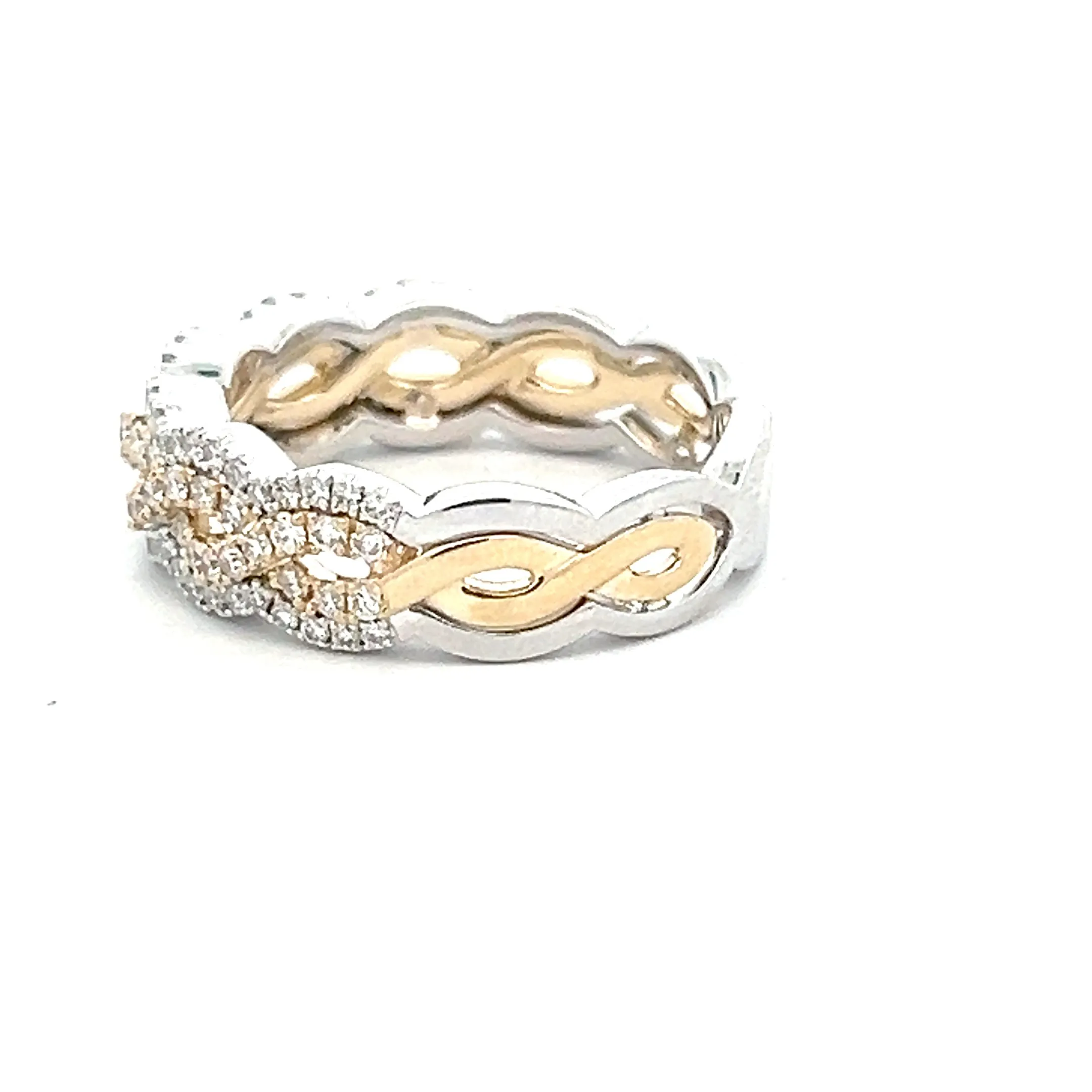 14K Two Tone Gold 0.63ctw Diamond Multi Row Twist Band