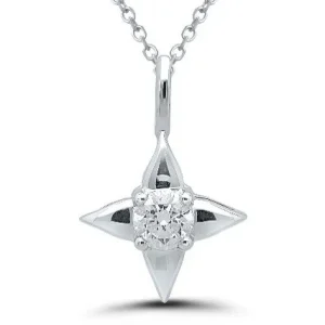 14K White Gold Diamond Star of Hope Necklace