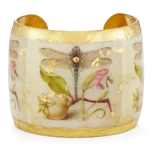 22K Gold Leaf Dragonfly Garden Cuff Bracelet by Evocateur