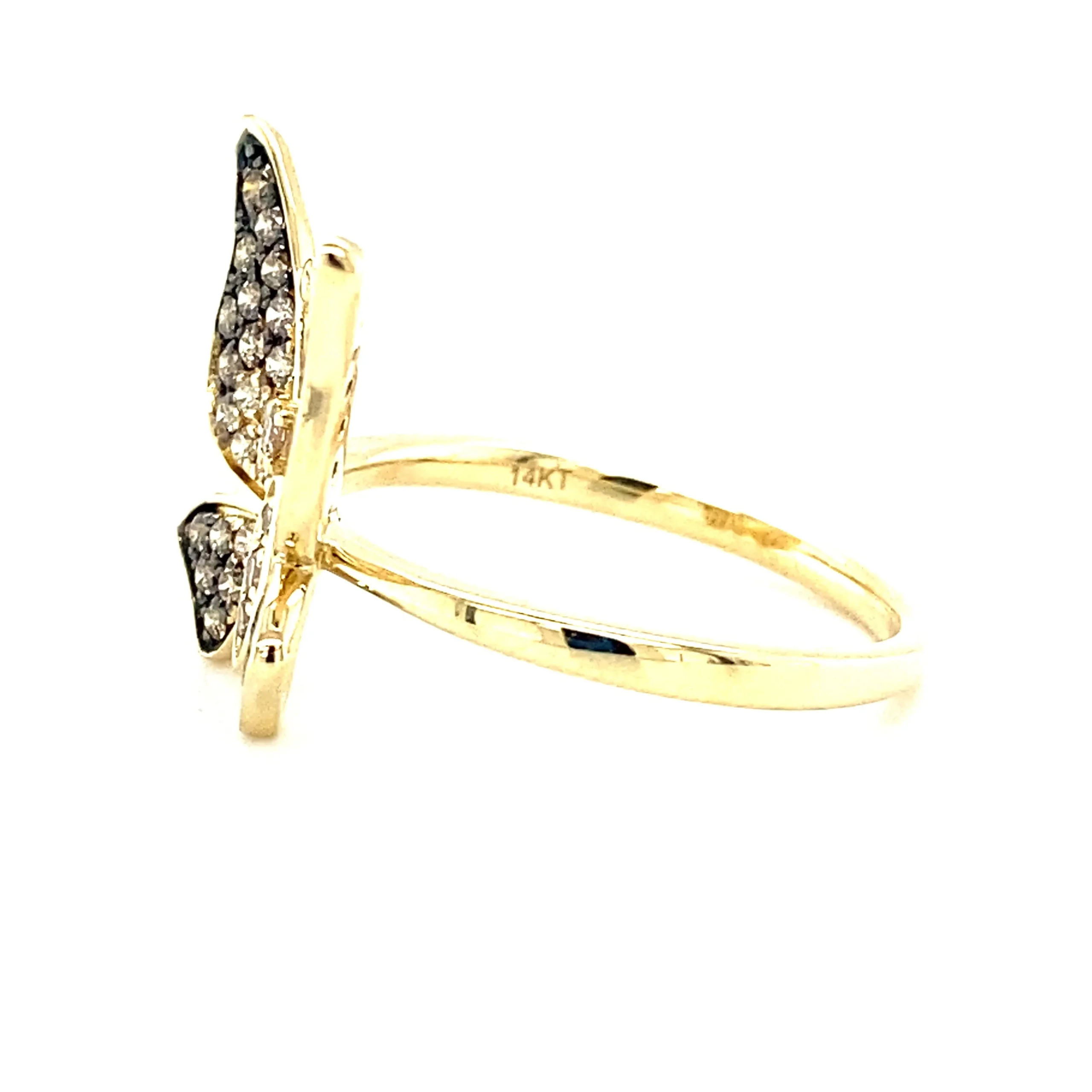14K Yellow Gold Ombre Diamond Butterfly Ring