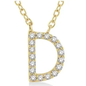 10K Yellow Gold 0.05ctw Diamond Letter D Necklace