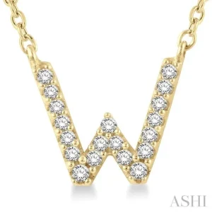 10K Yellow Gold 0.06ctw Diamond Letter W Necklace