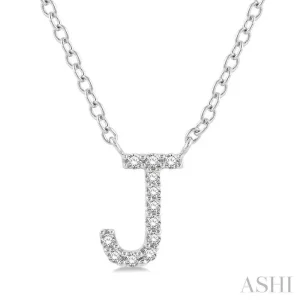 10K White Gold 0.05ctw Diamond Letter J Necklace
