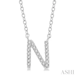 10K White Gold 0.07ctw Diamond Letter N Necklace