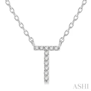 10K White Gold 0.05ctw Diamond Letter T Necklace