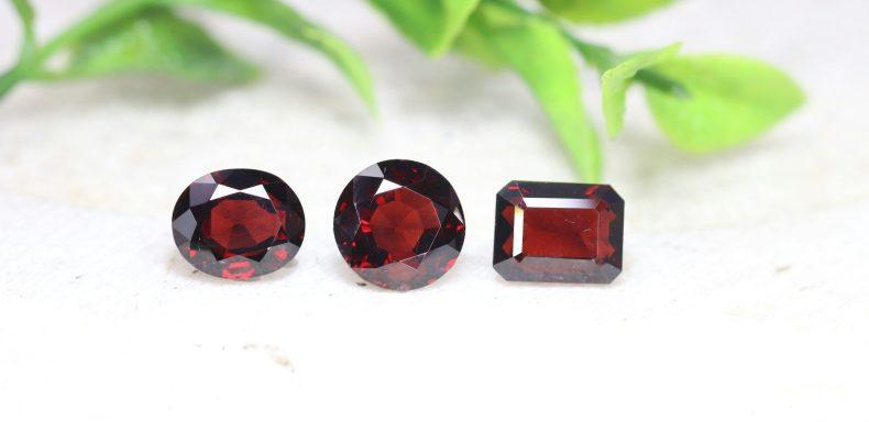 Loose garnet gemstones