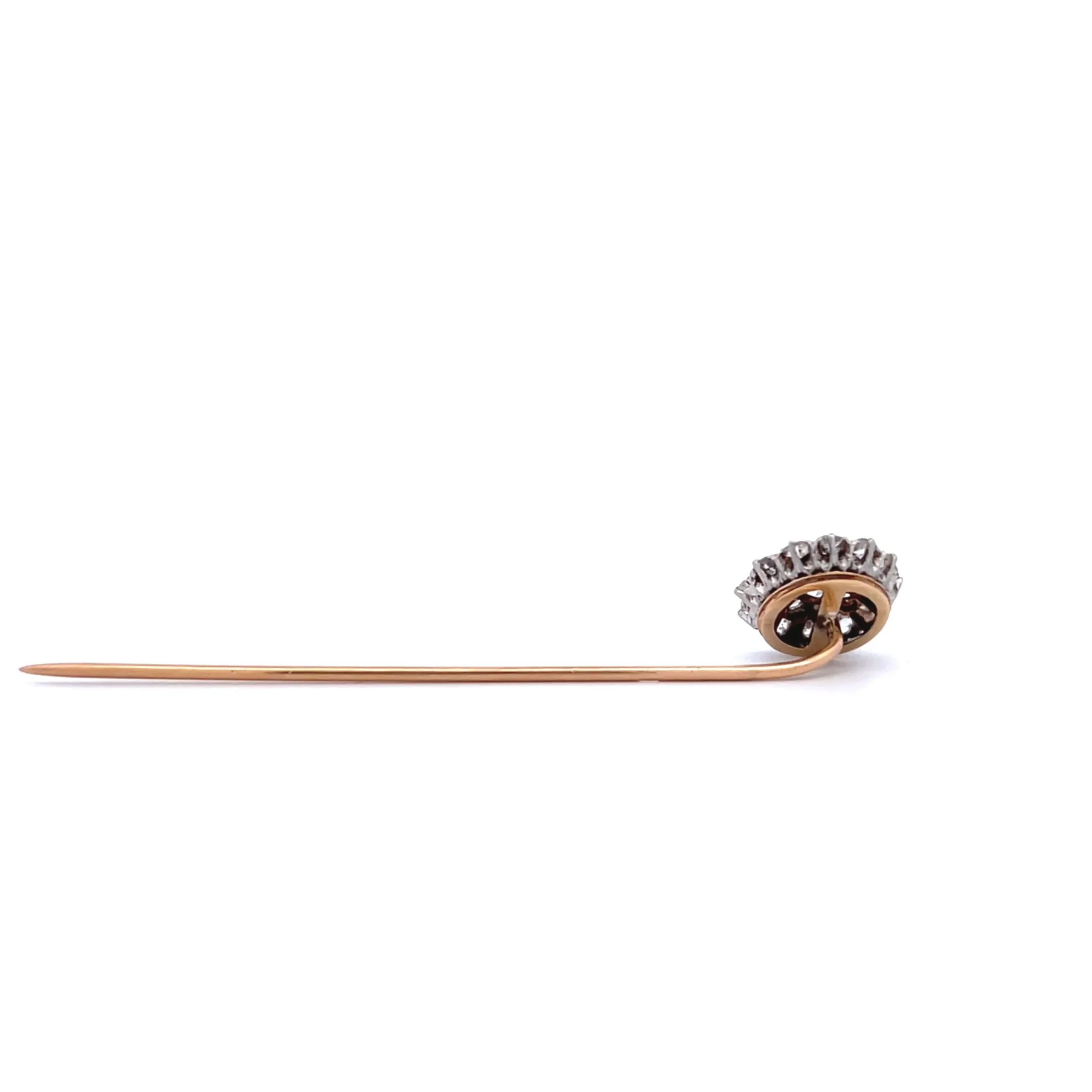 Estate Platinum & 14K Gold Old Mine Cut Diamond Edwardian Stick Pin