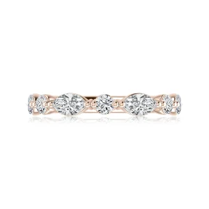 14K Rose Gold 0.43ctw Alternating Diamond Wedding Band
